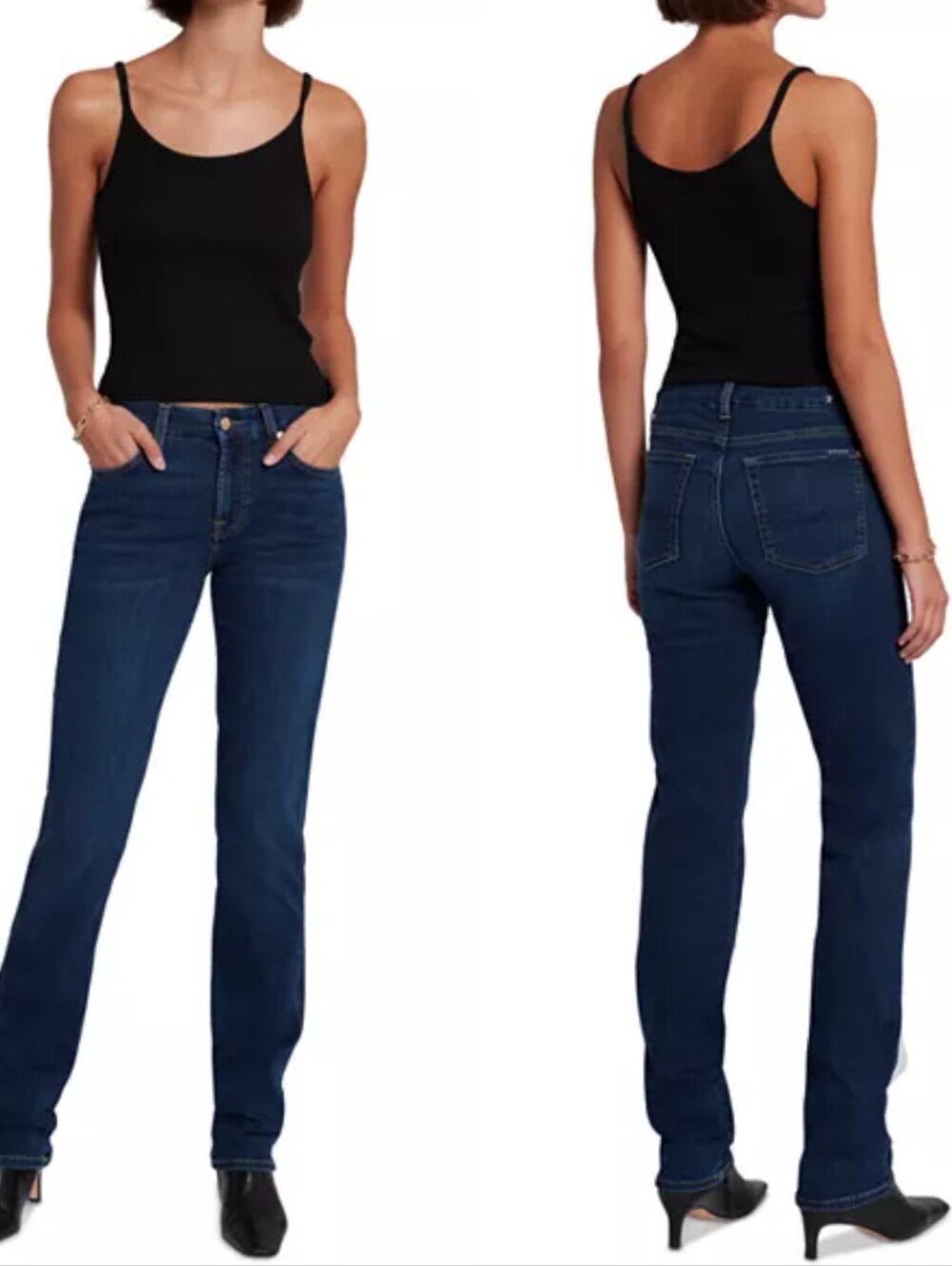 7 For All Mankind Kimmie Mid Rise Straight Leg Jeans in Rinsed Indigo Size 31
